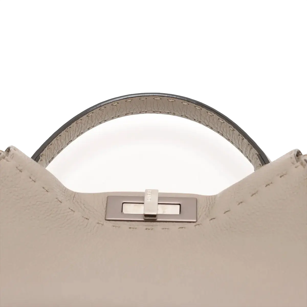 Pre-Loved Peekaboo Selleria Handbag Leather with Silver Hardware, Taupe