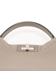 Pre-Loved Peekaboo Selleria Handbag Leather with Silver Hardware, Taupe