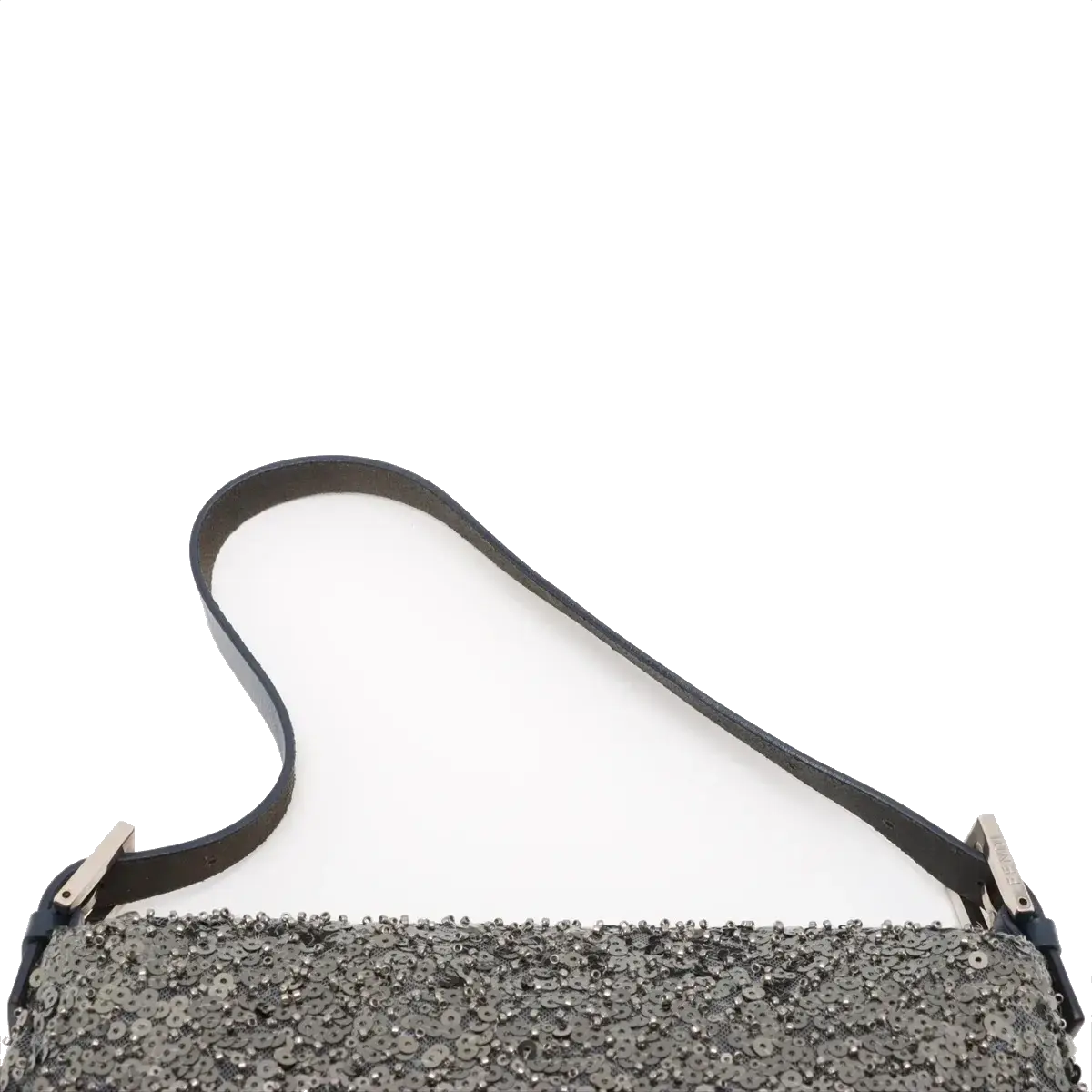 Pre-Loved Mamma Baguette Shoulder Bag Sequined with Silver Hardware, Silver