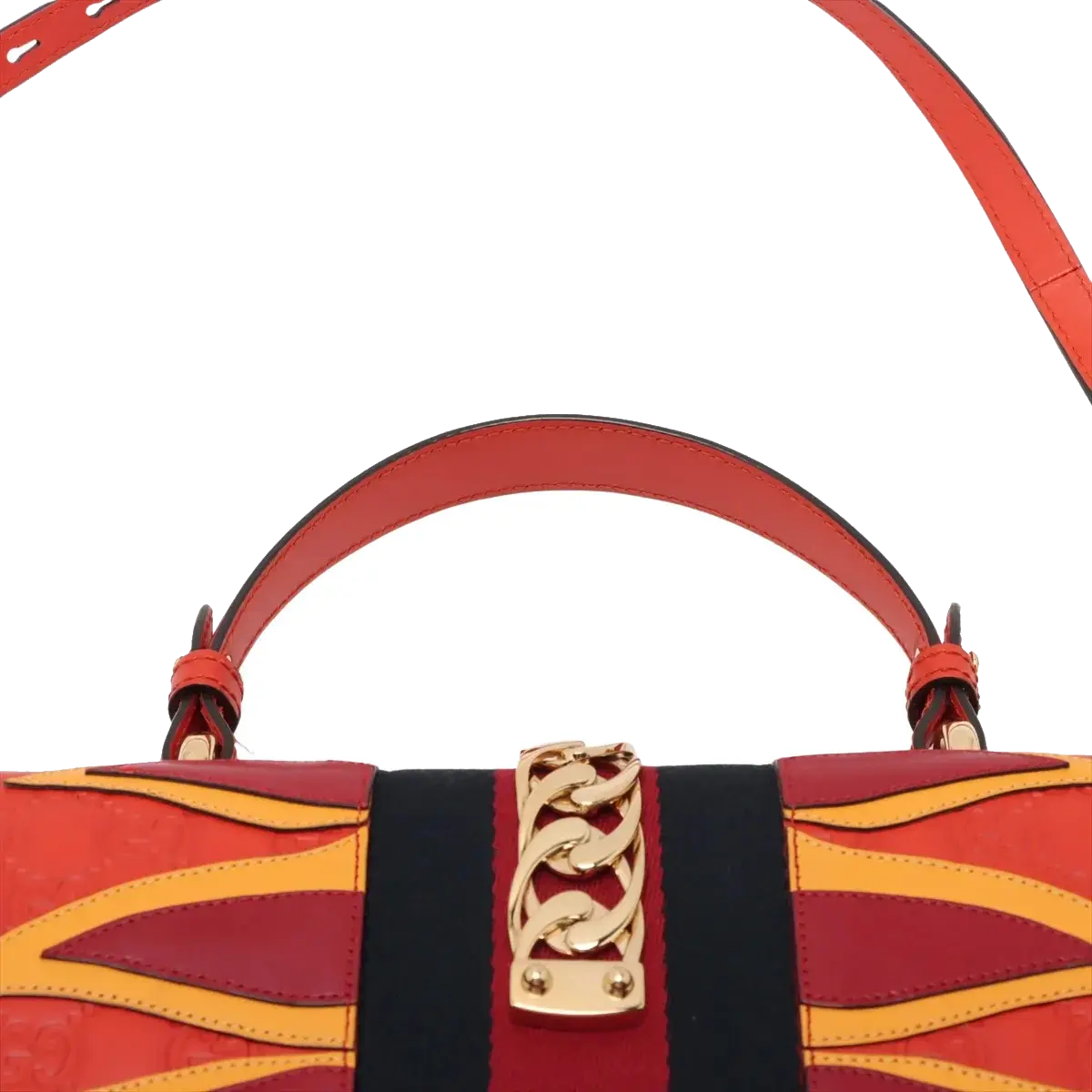 Pre-Loved Sylvie Handbag Monogram Leather Medium with Gold Hardware, Red
