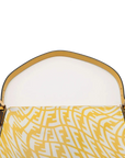 Pre-Loved Baguette Shoulder Bag FF Vertigo Coated Canvas with Gold Hardware, Yellow and White