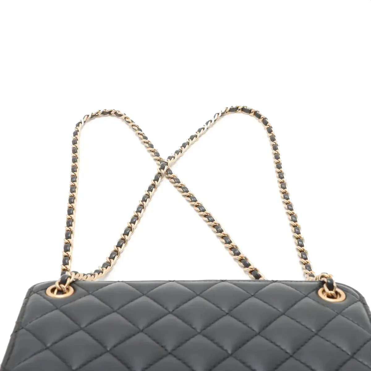 Pre-Loved CC Chain Logo Quilted Chain Bag Shoulder Bag Quilted Leather Small with Gold Hardware, Black