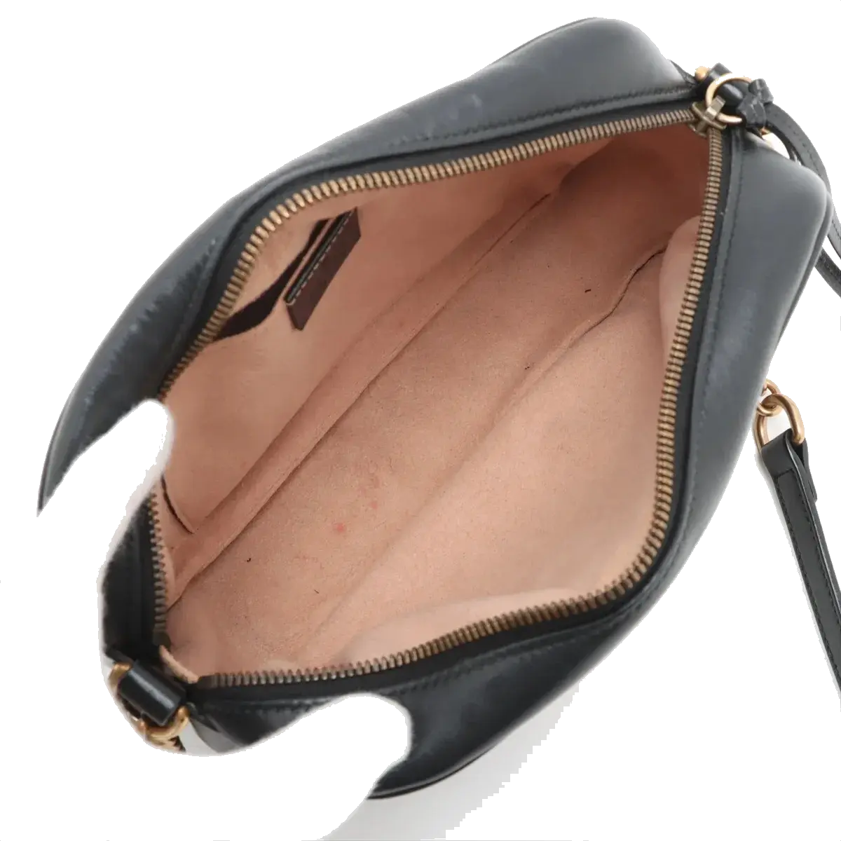 Pre-Loved GG Marmont Matelassé Camera Bag Crossbody Bag Quilted Leather Small with Aged Gold Hardware, Black