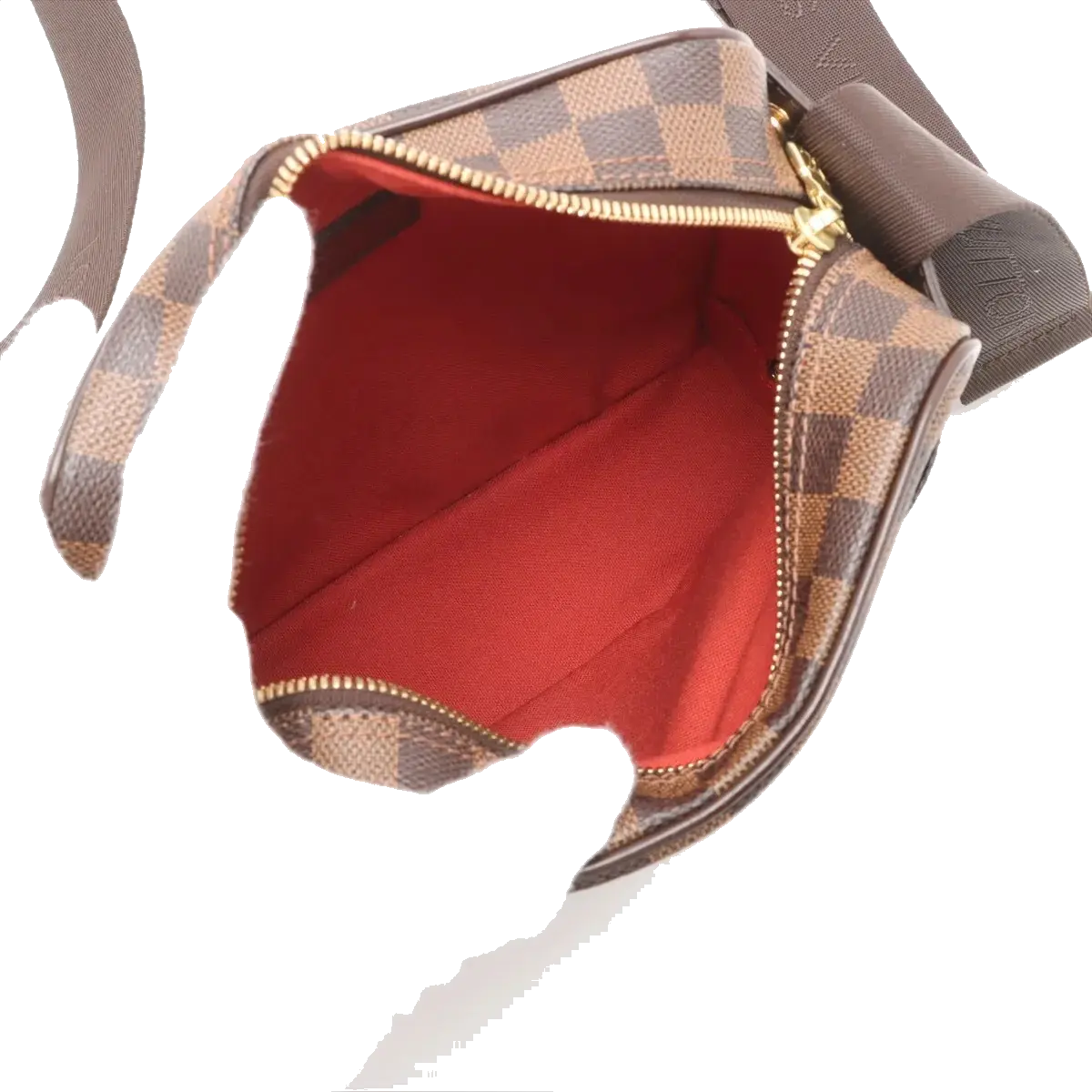 Pre-Loved Olav Crossbody Bag Damier Coated Canvas PM with Gold Hardware, Brown