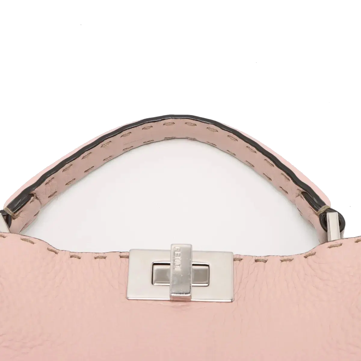 Pre-Loved Peekaboo Selleria Handbag Leather Mini with Silver Hardware, Pink