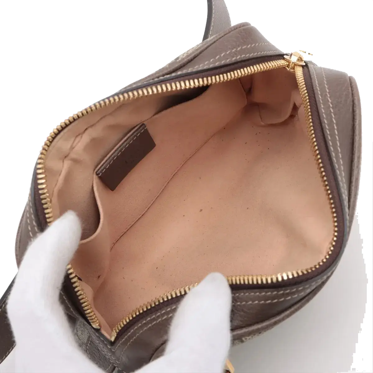 Pre-Loved Ophidia Belt Bag Monogram Coated Canvas Small with Gold Hardware, Beige Ebony