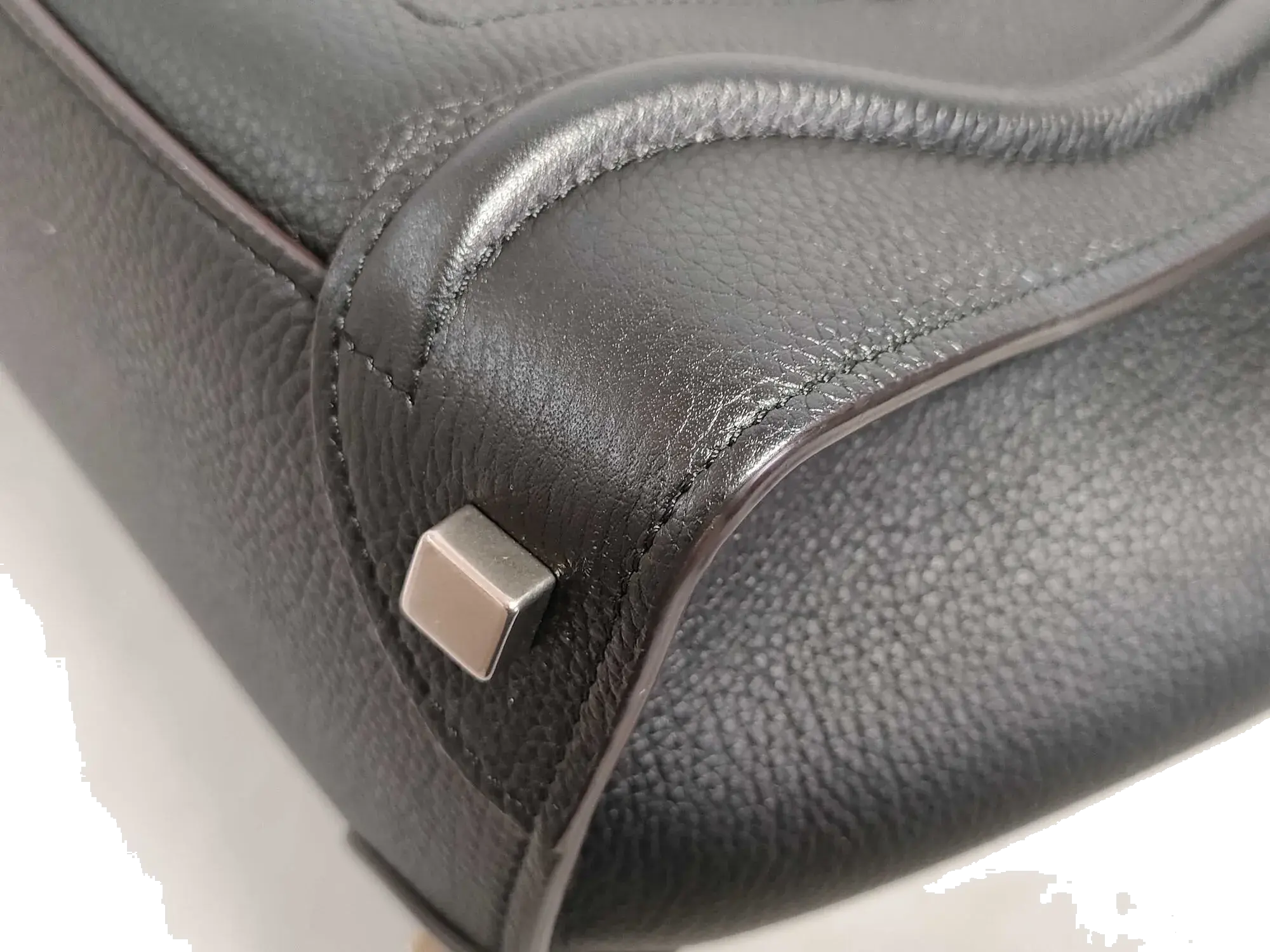 Pre-Loved Luggage Tote Leather Micro with Silver Hardware, Black