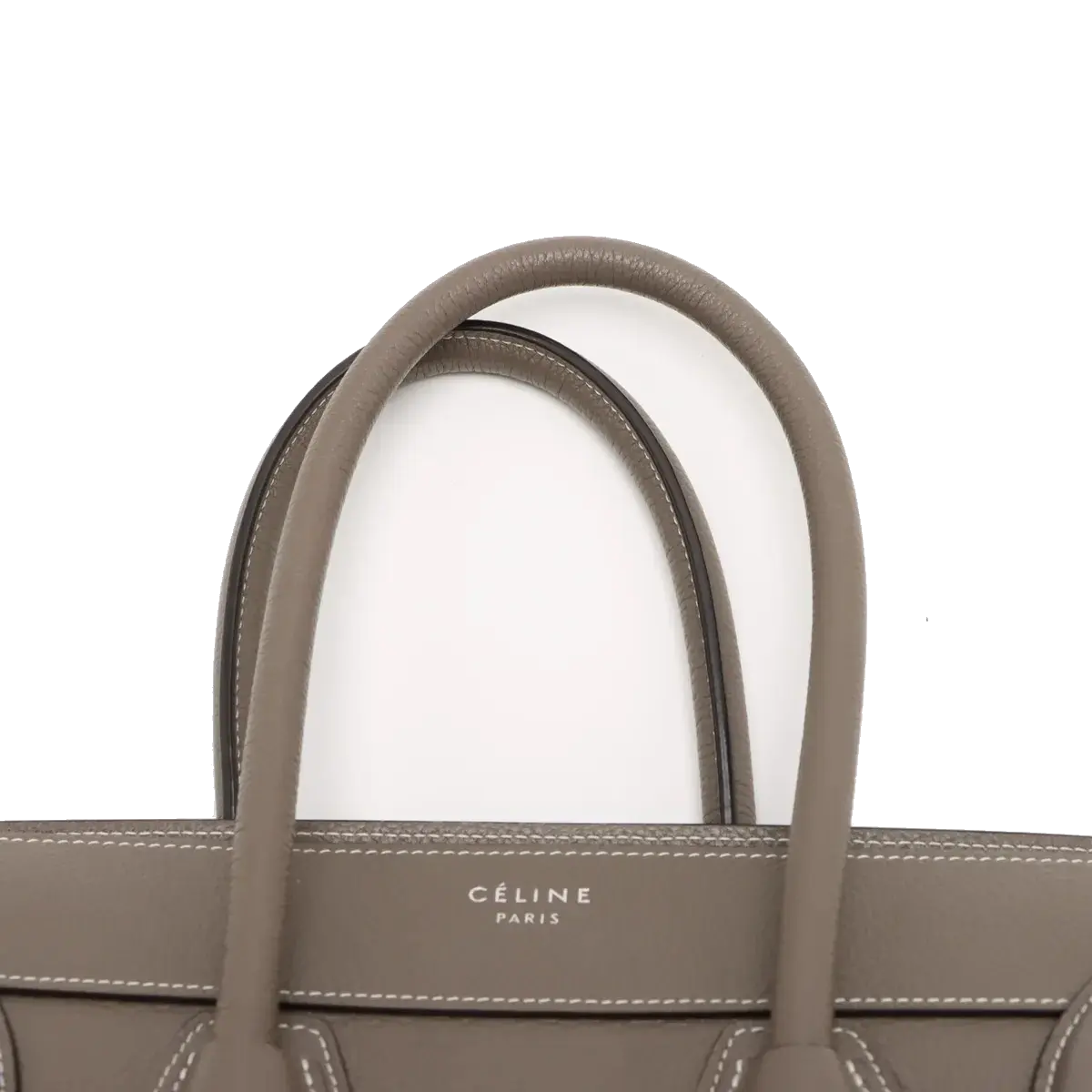 Pre-Loved Luggage Tote Leather Micro with Silver Hardware, Taupe