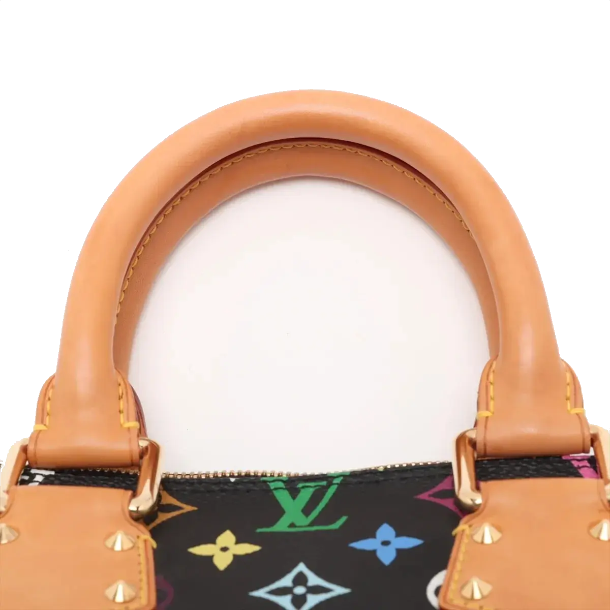 Pre-Loved Alma Handbag Monogram Coated Canvas PM with Gold Hardware, Black Multicolor