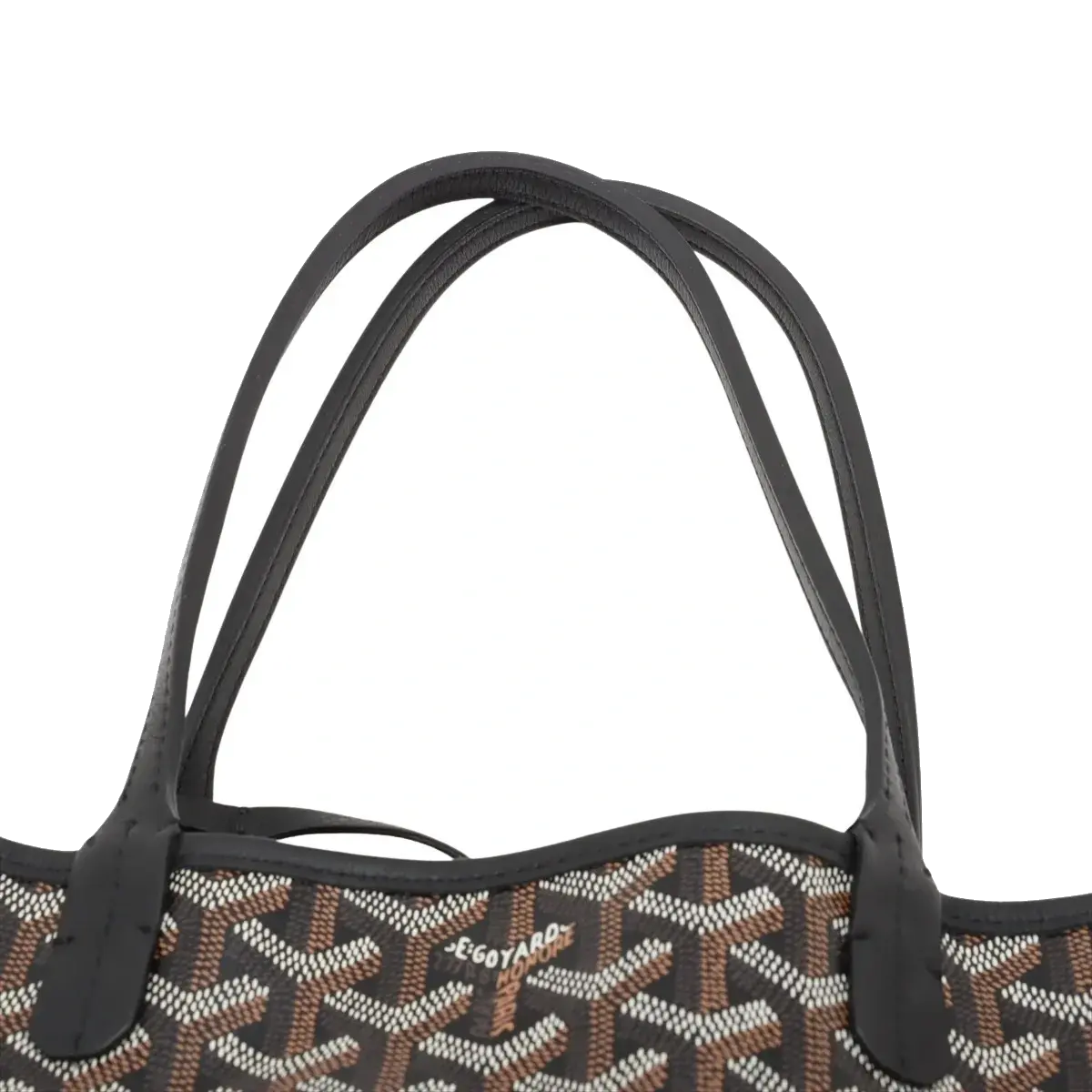 Pre-Loved Anjou Mini Tote Goyardine Chevron Coated Canvas Mini, Black/Tan