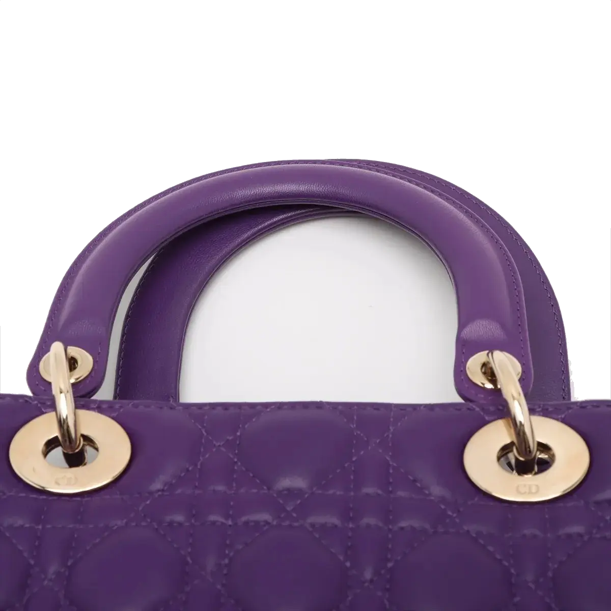 Pre-Loved Lady Dior Handbag Cannage Leather Large with Gold Hardware, Purple