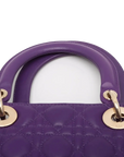 Pre-Loved Lady Dior Handbag Cannage Leather Large with Gold Hardware, Purple