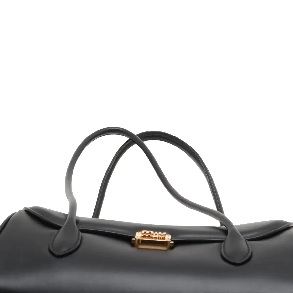 Pre-Loved Nappa Leather Shoulder Bag Leather with Gold Hardware, Black