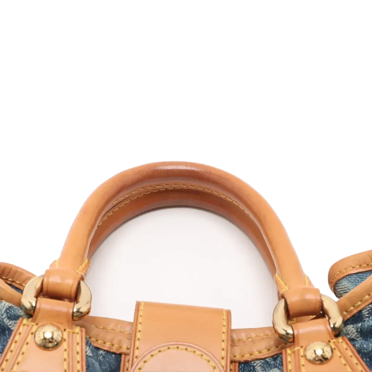 Pre-Loved Pleaty Handbag Monogram Denim Small with Gold Hardware, Blue