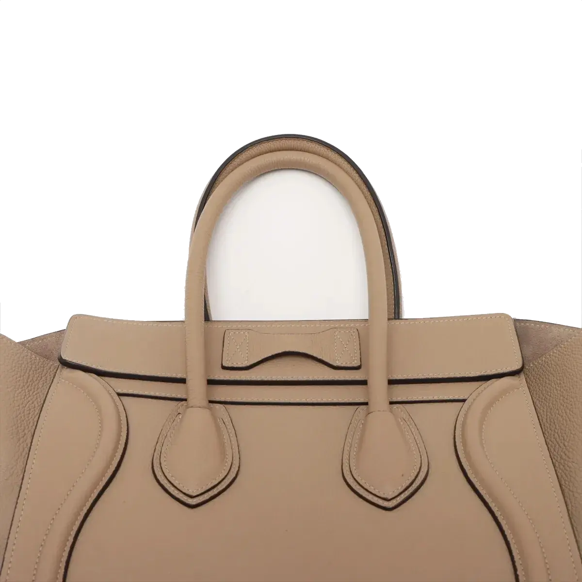Pre-Loved Luggage Tote Leather Micro with Silver Hardware, Beige