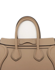 Pre-Loved Luggage Tote Leather Micro with Silver Hardware, Beige