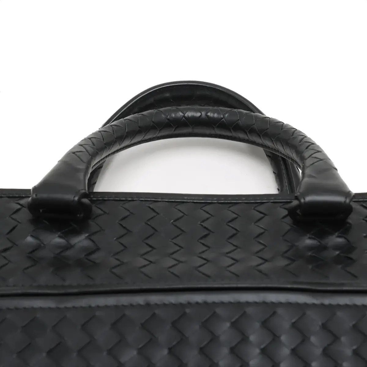 Pre-Loved Intrecciato Business Bag Briefcase Intrecciato Leather with Gunmetal Hardware, Black