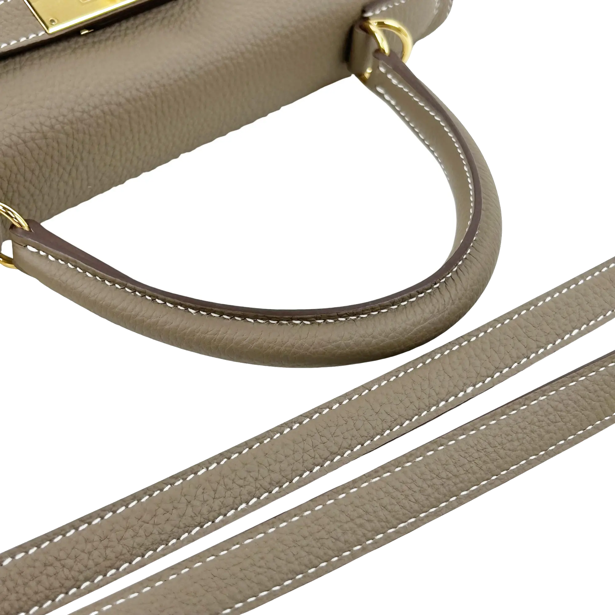 Pre-Loved Kelly Handbag Leather 28 with Gold Hardware, Etoupe