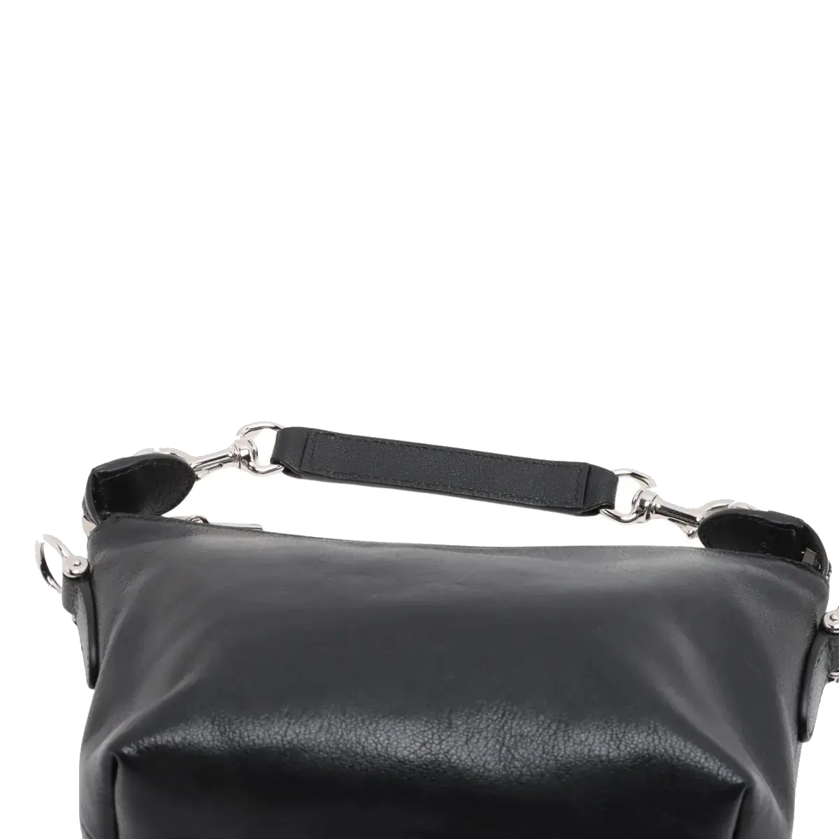 Pre-Loved Shoulder Bag Black Leather with Silver Hardware, Black