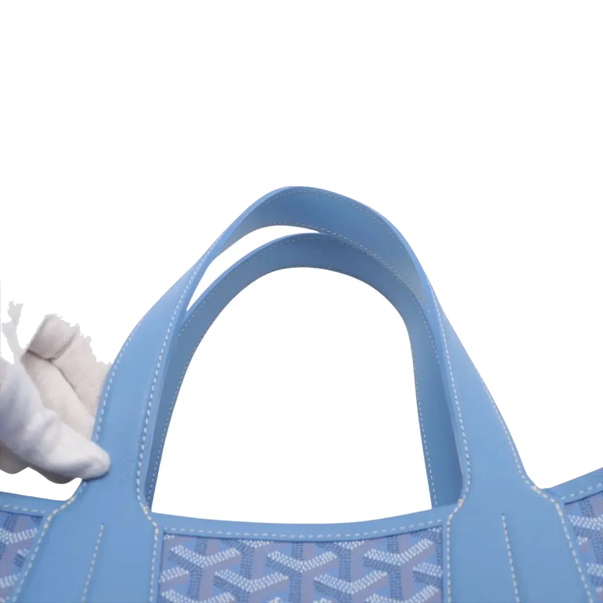 Pre-Loved Villette Tote Goyardine Chevron Coated Canvas PM, Light Blue
