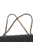 Pre-Loved Classic Double Flap Shoulder Bag Quilted Leather Medium with Gold Hardware, Black