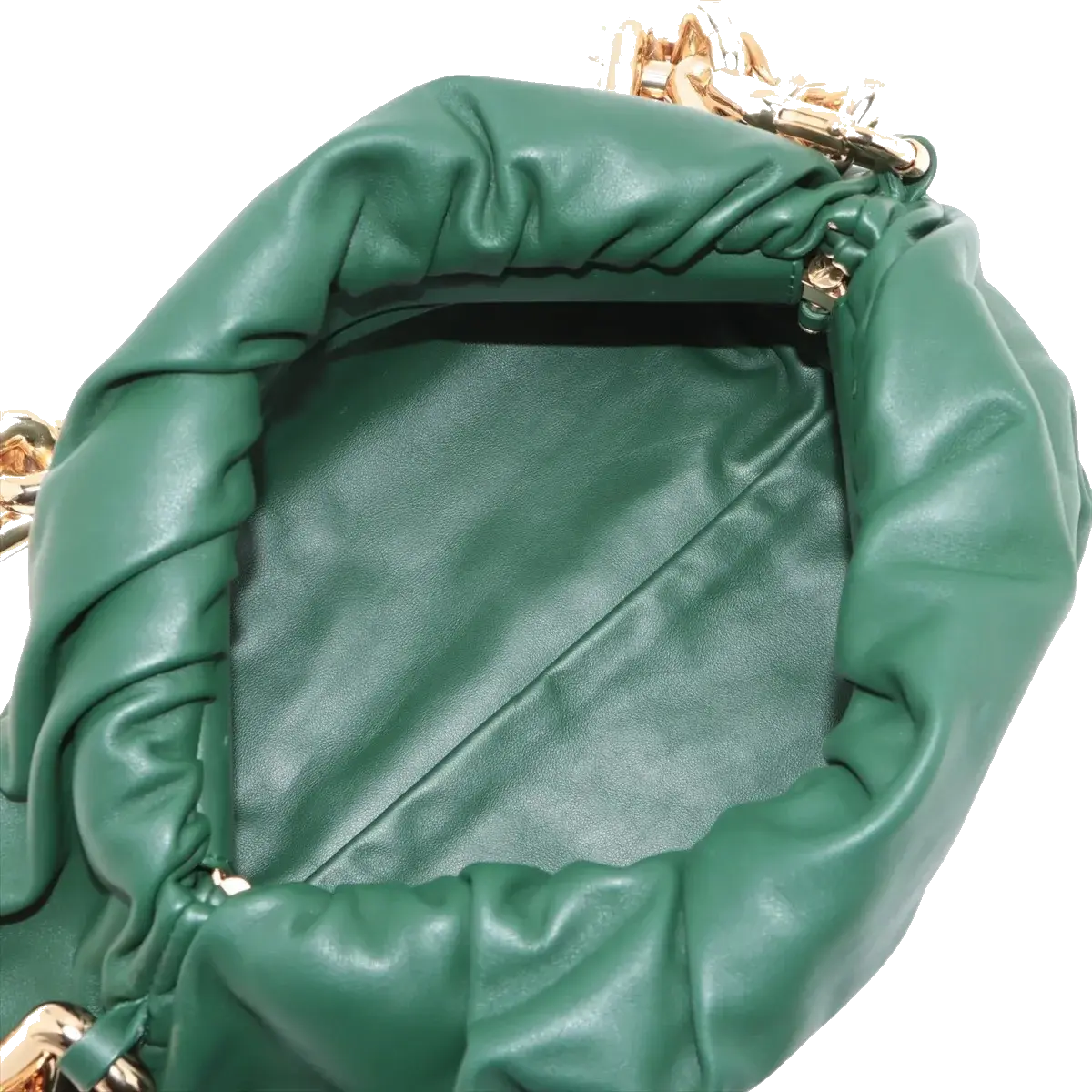 Pre-Loved The Chain Pouch Shoulder Bag Leather with Gold Hardware, Green
