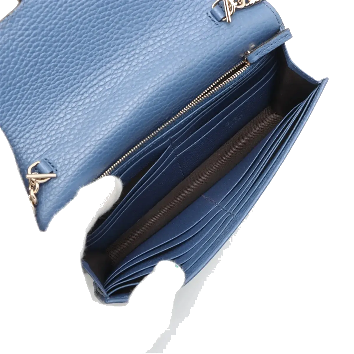 Pre-Loved Interlocking G Wallet on Chain Crossbody Bag Leather with Gold Hardware, Blue