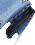 Pre-Loved Interlocking G Wallet on Chain Crossbody Bag Leather with Gold Hardware, Blue