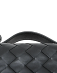 Pre-Loved Intrecciato Camera Bag Crossbody Bag Intrecciato Leather Small with Gold Hardware, Black