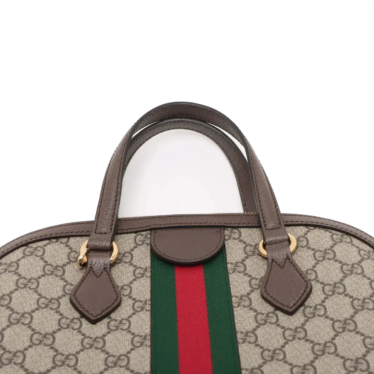 Pre-Loved Ophidia Handbag Monogram Coated Canvas Medium with Gold Hardware, Beige/Ebony
