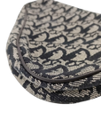 Pre-Loved Saddle Pochette Oblique Canvas Mini with Silver Hardware, Navy and Grey