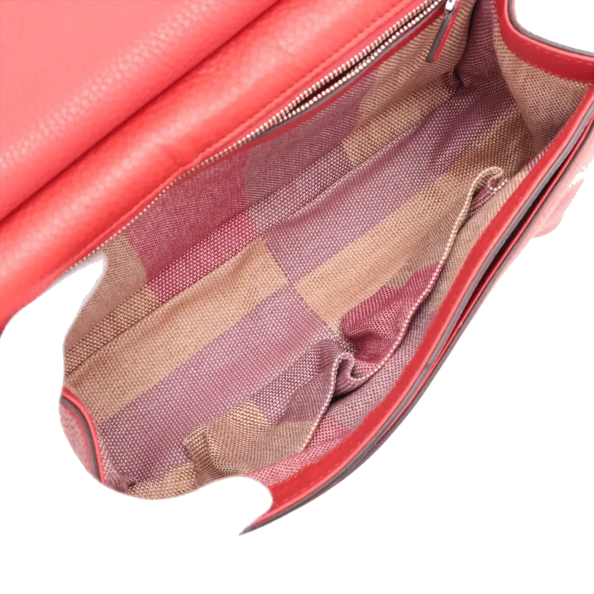 Pre-Loved Bamboo Daily Flap Crossbody Bag Leather with Silver Hardware, Red