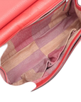 Pre-Loved Bamboo Daily Flap Crossbody Bag Leather with Silver Hardware, Red