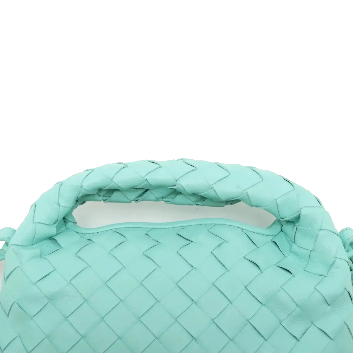 Pre-Loved Hop Crossbody Bag Intrecciato Leather Mini with Gold Hardware, Turquoise