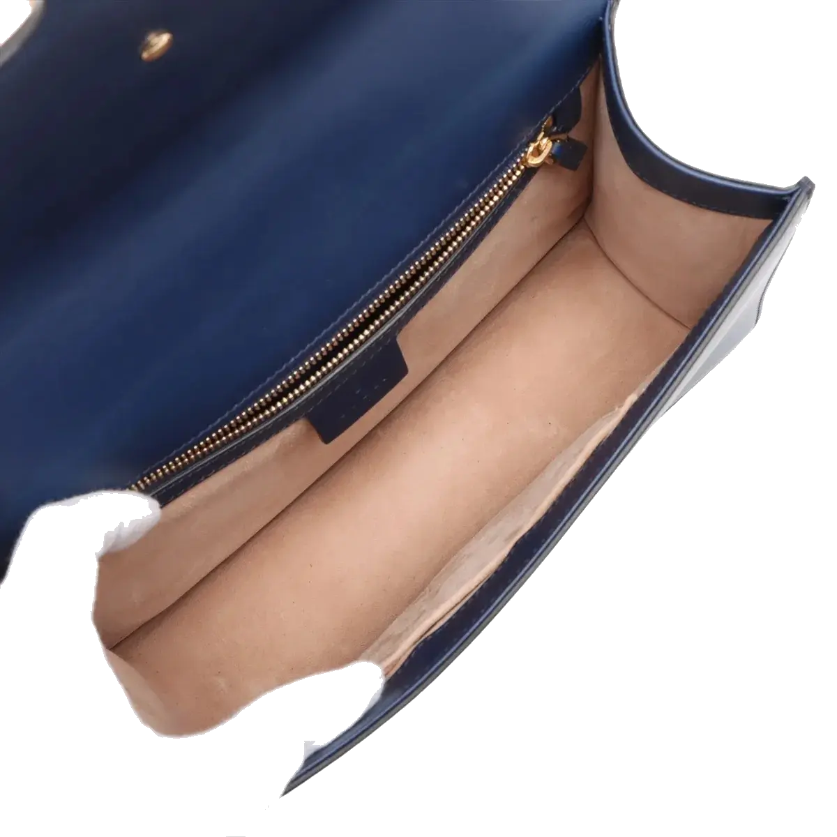 Pre-Loved Sylvie Shoulder Bag Leather Small with Gold Hardware, Navy Blue