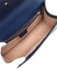 Pre-Loved Sylvie Shoulder Bag Leather Small with Gold Hardware, Navy Blue