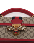 Pre-Loved Queen Margaret Handbag Monogram Coated Canvas Small with Aged Gold Hardware, Beige Ebony Red