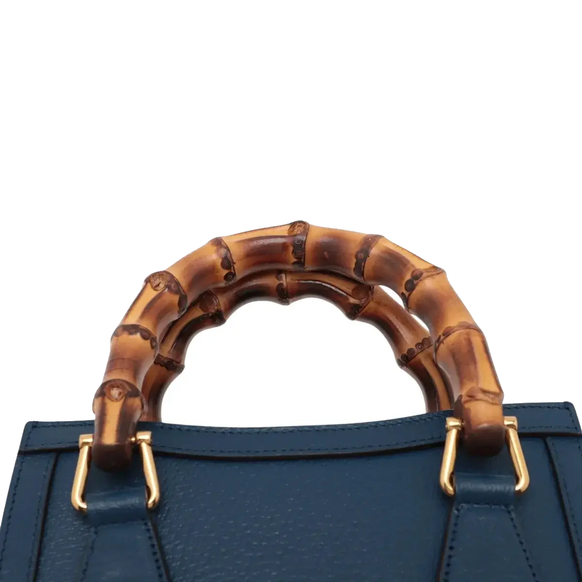 Pre-Loved Diana Bamboo Tote Leather Mini with Gold Hardware, Blue