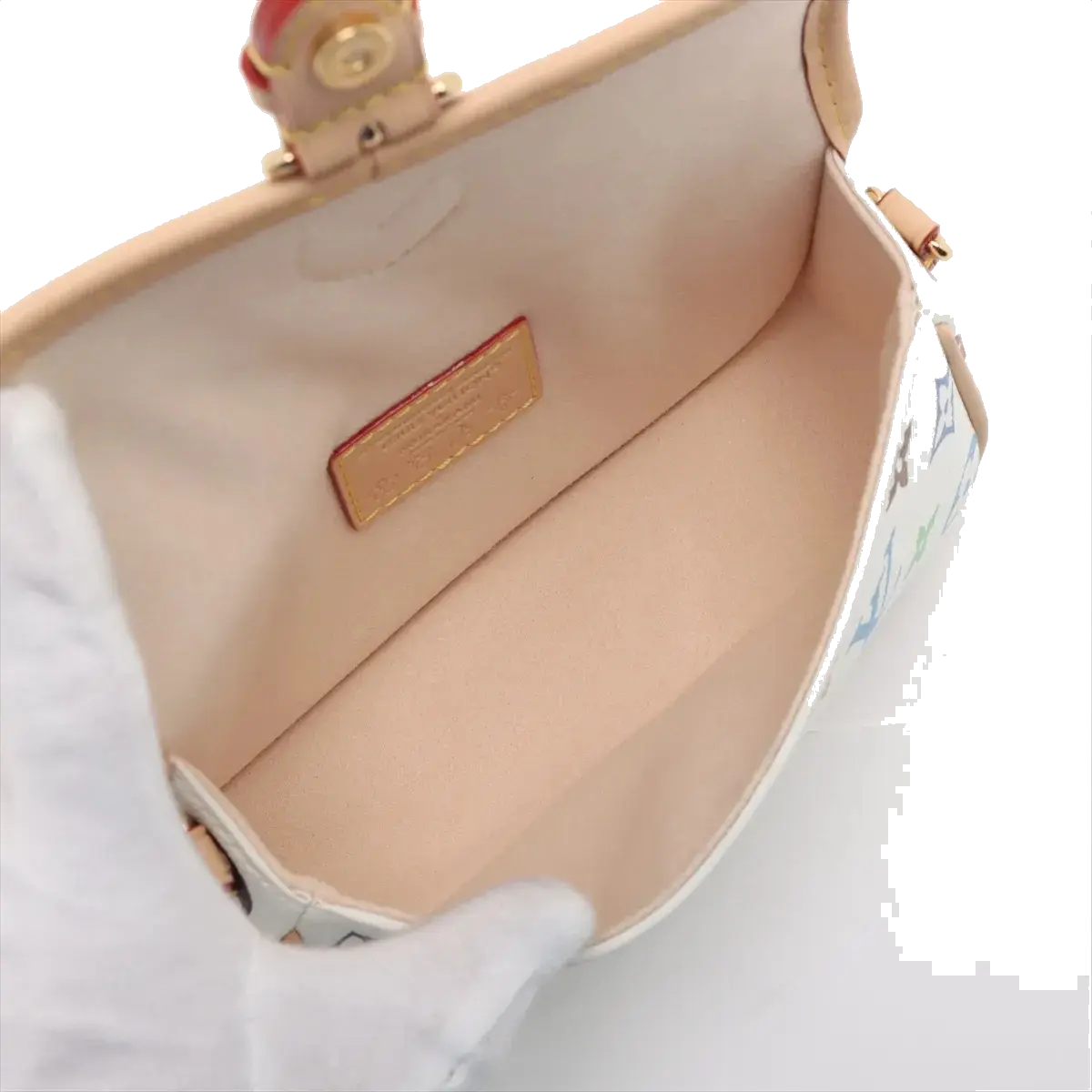 Pre-Loved Sologne (Murakami 20th Anniversary) Crossbody Bag Monogram Multicolore Coated Canvas Mini with Gold Hardware, White Multicolor