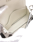 Pre-Loved Baguette Crossbody Bag Monogram Canvas Nano with Silver Hardware, White and Black