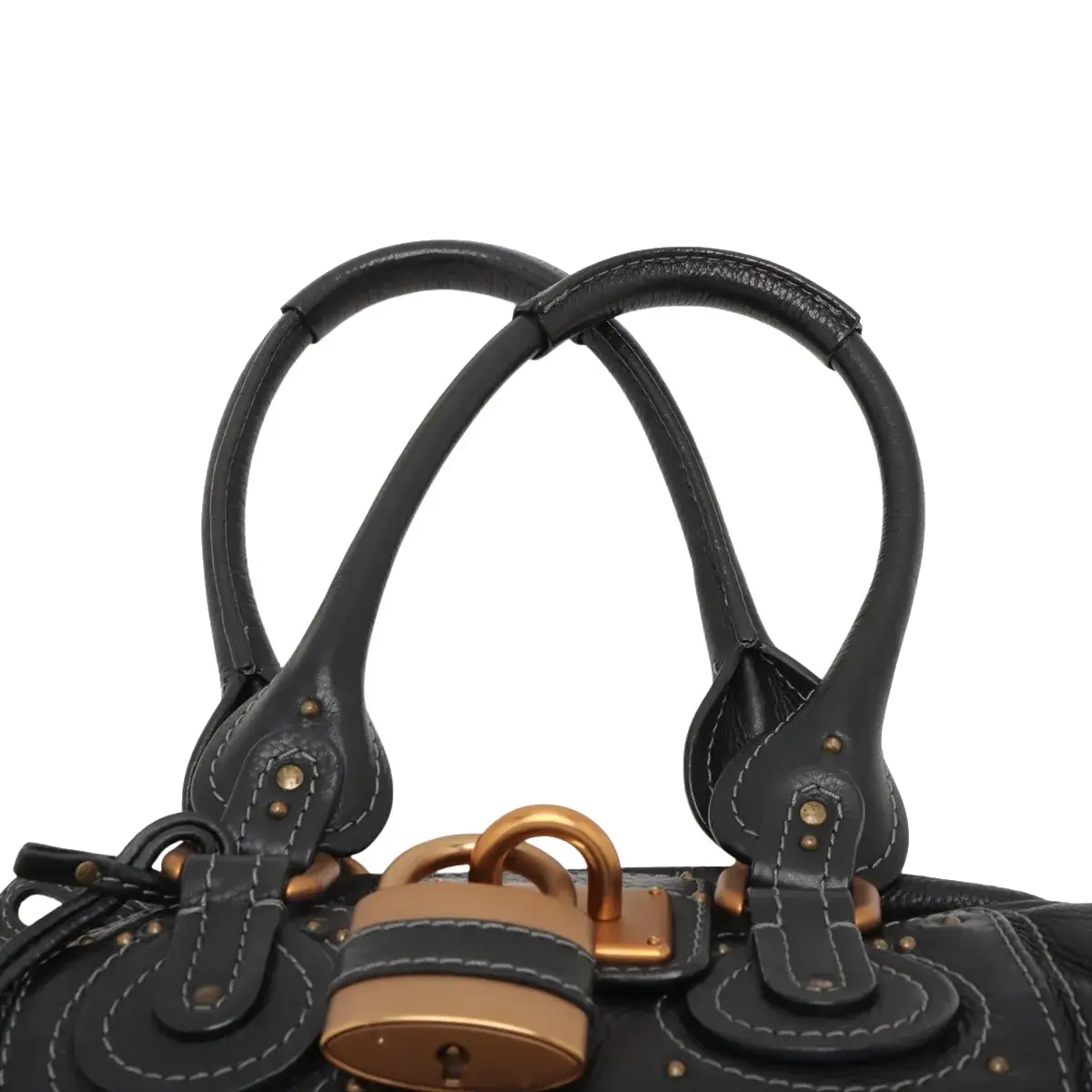 Pre-Loved Paddington Handbag Leather with Aged Gold Hardware, Black