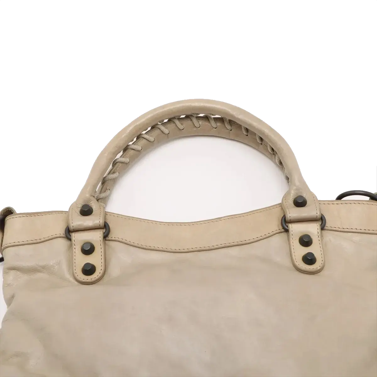 Pre-Loved First Handbag Leather Small with Aged Black Hardware, Beige