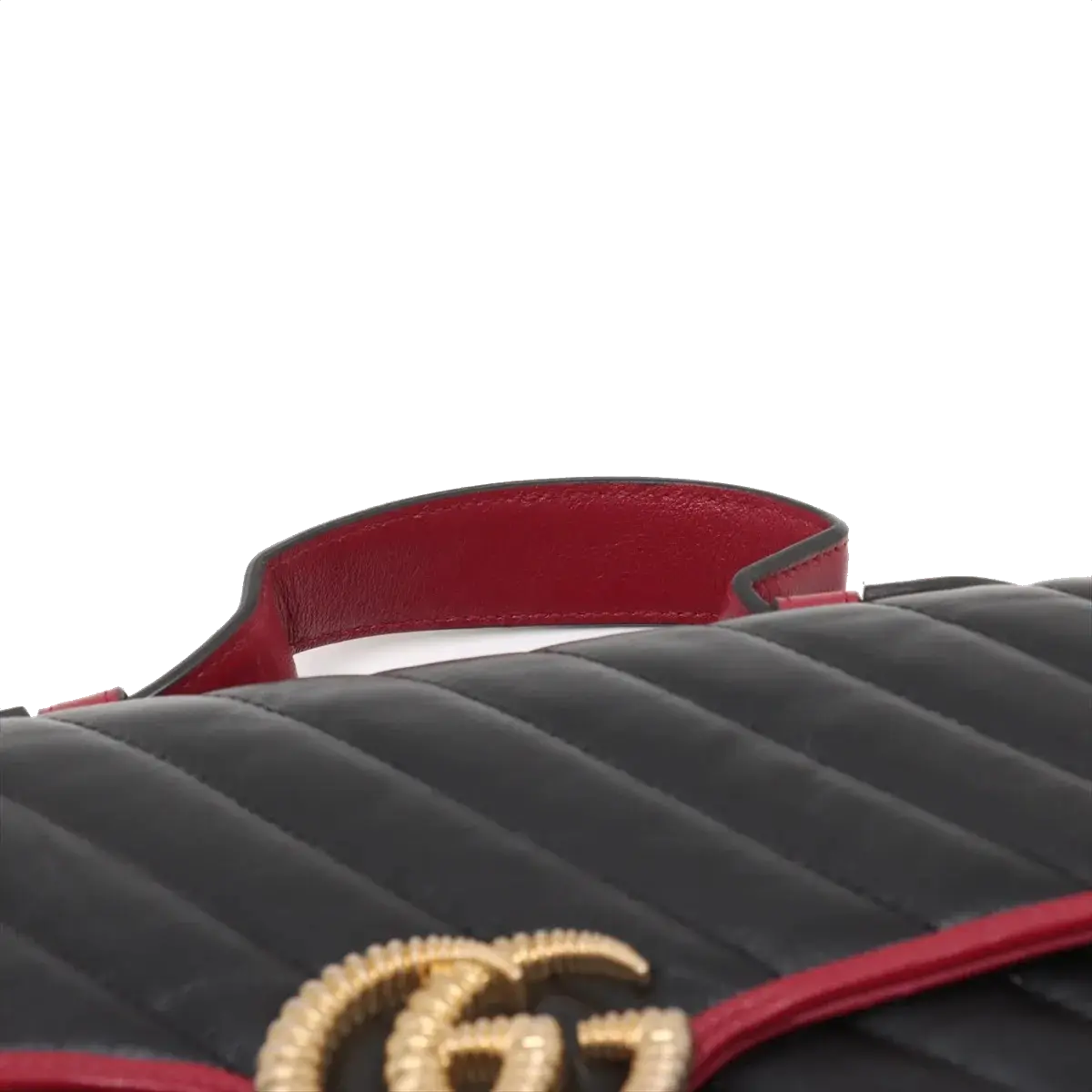 Pre-Loved GG Marmont Top Handle Handbag Quilted Leather Small with Aged Gold Hardware, Black