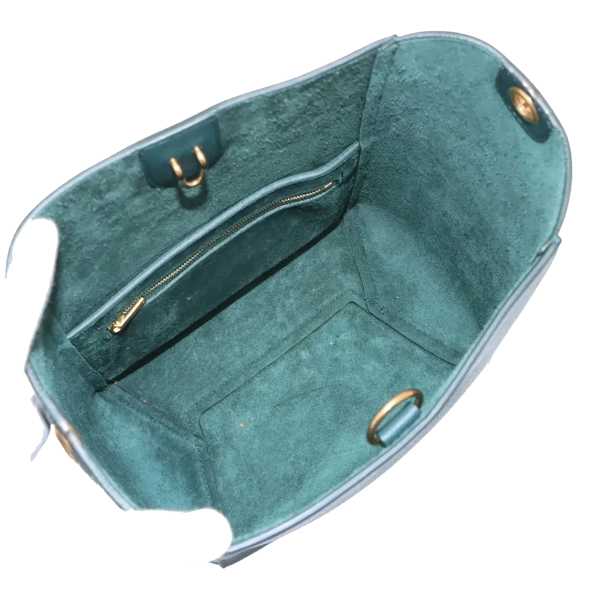 Pre-Loved Sangle Bucket Bag Leather Small with Gold Hardware, Green