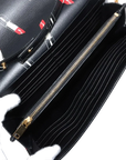 Pre-Loved Kate Chain Wallet Crossbody Bag Lipstick Print Leather Small with Gold Hardware, Black