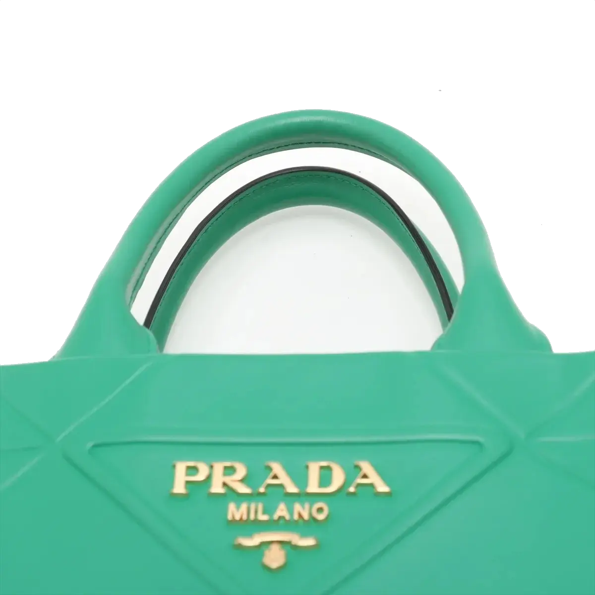Pre-Loved Symbole Tote Triangle Leather Small with Gold Hardware, Green