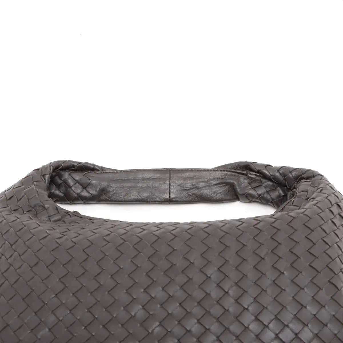 Pre-Loved Veneta Shoulder Bag Intrecciato Leather Medium with Gunmetal Hardware, Dark Brown