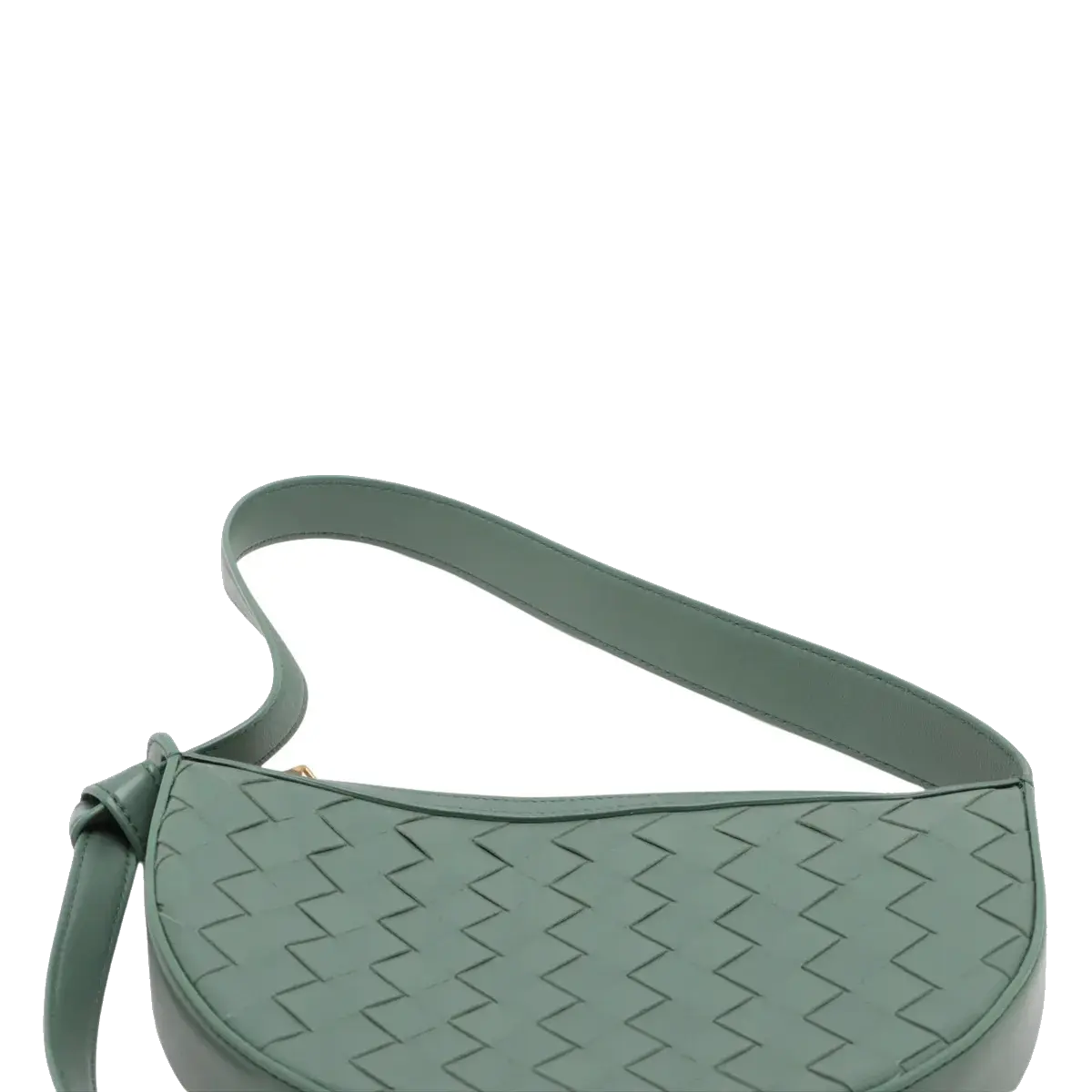 Pre-Loved Sunrise Shoulder Bag Intrecciato Leather Small with Gold Hardware, Sage Green
