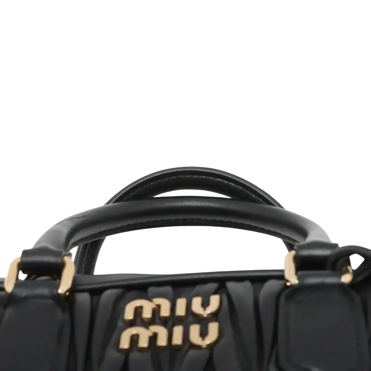 Pre-Loved Matelassé Bowling Bag Handbag Quilted Leather Mini with Gold Hardware, Black