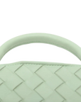 Pre-Loved Andiamo Handbag Intrecciato Leather Small with Gold Hardware, Mint Green
